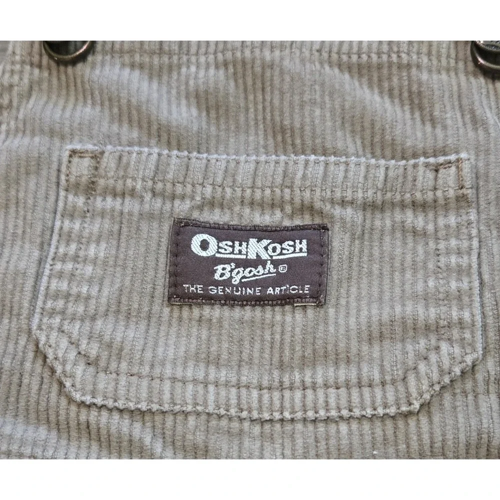 OshKosh B'gosh Vintage Brown Corduroy Vestbak Overalls Size 18M Cargo Bib